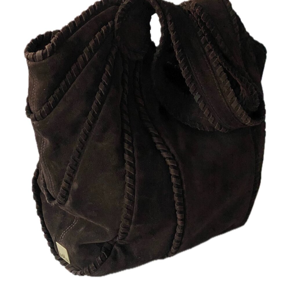 SALE ~ Vintage Kooba Hobo Suede Bag Dark Brown Suede Wide Shoulder Straps - Picture 11 of 16